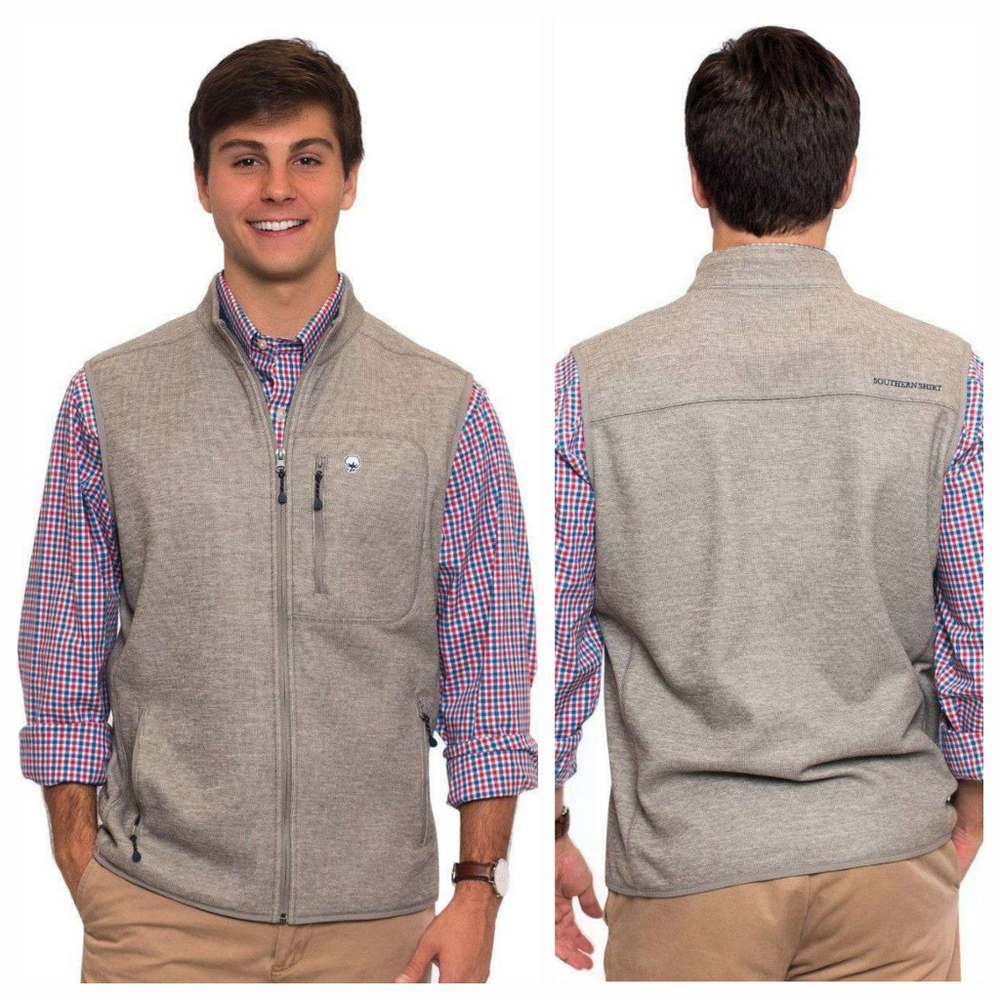 The Southern Shirt Co Men's Gray Keeler Vest S Small Knit Fleece Zip Pockets